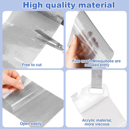CroBlissful 5 Inch X 20 ft Extra Wide Window Screen Tape Mesh Repair, Gray | Strong Adhesive, Waterproof Fiberglass, Screen Repair Kit Patch, for Window Door Tears Holes