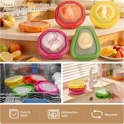 TQRR Avocado Saver and Onion Holder-4Pcs Fruit Fresh Storage Containers | Reusable Silicone, Refrigerator Use, For Fruits & Vegetable Containers, Fits Apples, Lemons, Potatoes, Oranges,Tomatoes