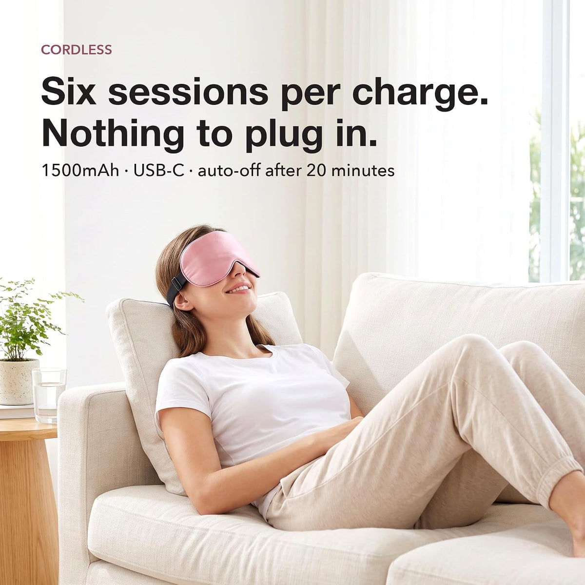 Heated Eye Mask for Dry Eyes, FSA-HSA Eligible, Cordless Rechargeable Warm Compress, 100% Mulberry Silk Removable Cover, 3 Heat Settings 95-131°F, 20-Min Auto-Off, USB-C, Stye & Sleep