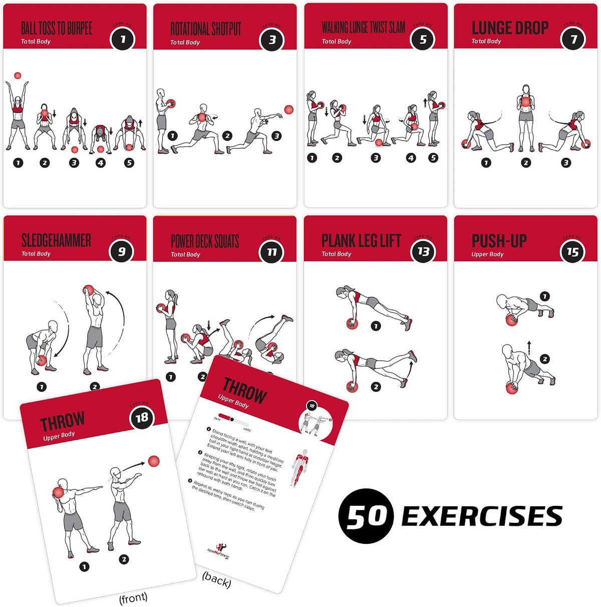 NewMe Fitness Pilates Workout Cards, Fitness Deck for Women and Men
