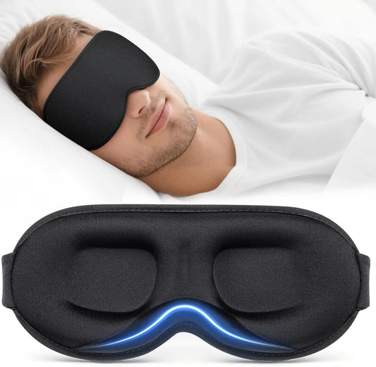 Vynix® Sleep Mask for Men Women - 100% Blackout Eye Masks for Sleep - 3D Soft Sleeping Mask for Side Sleepers - Zero Pressure Lash Extensions Eye Cover Shade for Airplane Travel Essentials, Blue