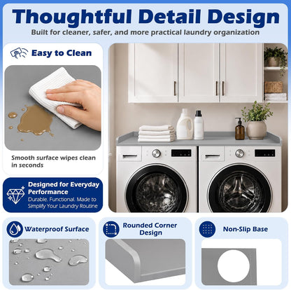 ROYXEN Washer Dryer Countertop, Laundry Countertop Solid Wood, Countertop for All Front-Loaded Washing Machine and Dryer, Extra Room for Laundry Room, Oak
