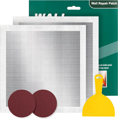 12 X 12 Inch Drywall Repair Kit, Wall Repair Patch Kits for Large Holes | Aluminum Self-Adhesive Mesh Drywall Repair Patch Suitable for Wall and Ceiling, Dry Wall Patch Kit with Scraper and Sandpaper