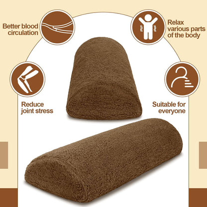 Sintuff Recliner Leg Rest Cushion Sofa Footrest Pillow with Cover Half Moon Bolster Pillow Under Knee Pillow for Sleeping On Back Alleviating Pain, 19.7 x 8 x 3.5 Inch (Coffee)