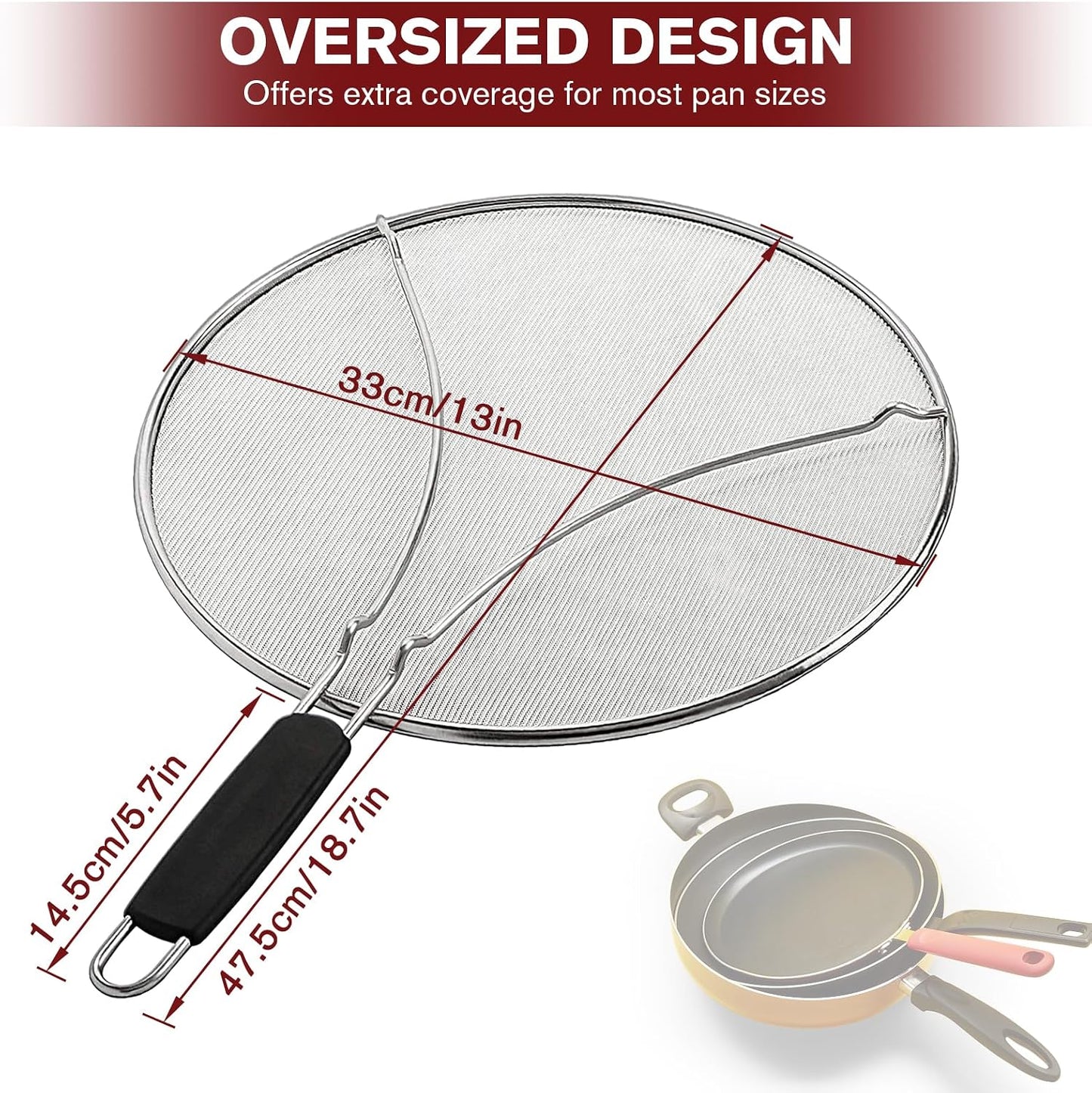 Silicone Splatter Screen for Frying Pan,Grease Splatter Guard,Heat-Resistant Splatter Guards for Cooking,Dishwasher Safe (9.8", 11.4", 13")
