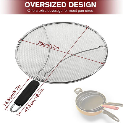 Silicone Splatter Screen for Frying Pan,Grease Splatter Guard,Heat-Resistant Splatter Guards for Cooking,Dishwasher Safe (9.8", 11.4", 13")
