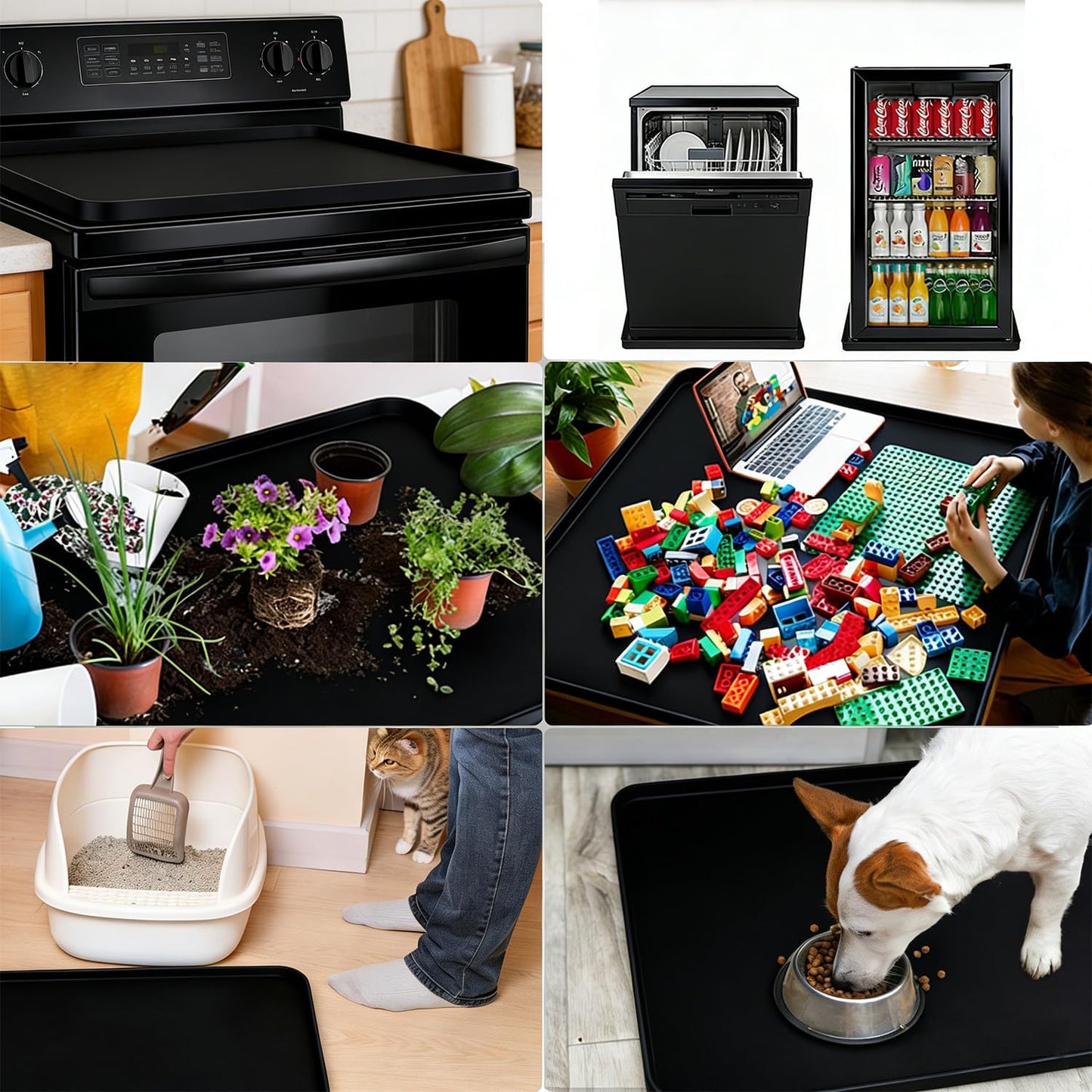 Washing Machine Drain Pan, 26x26 Inch Silicone Mat with Raised Edge, Waterproof Leak Protector Tray for Under Washer and Dryer, Anti-Slip and Foldable Laundry Room Mat