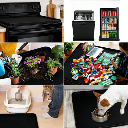 Washing Machine Drain Pan, 26x26 Inch Silicone Mat with Raised Edge, Waterproof Leak Protector Tray for Under Washer and Dryer, Anti-Slip and Foldable Laundry Room Mat