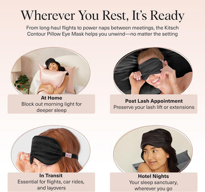 Kitsch Contour Satin Sleep Mask | Eye Masks for Sleep - Blush | Softer Than Silk Sleep Mask, Blindfold Sleep Masks for Women & Men, No Eye Pressure, Lightweight Eye Mask, Travel Essentials