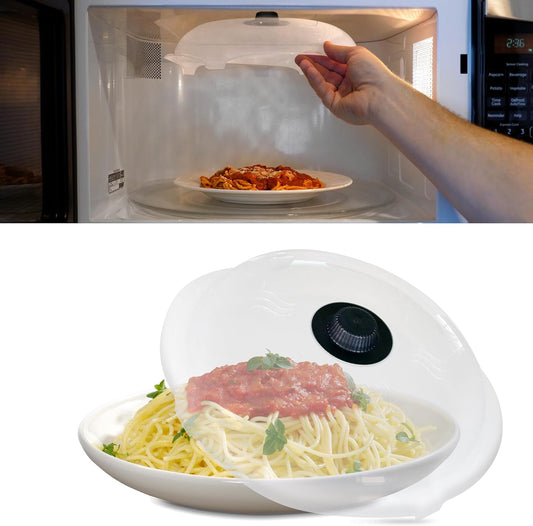 HOVER COVER Tall Magnetic Microwave Splatter Cover for Food, 12 Inch-Black
