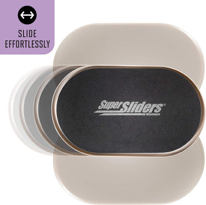 Super Sliders 5-3/4" x 9-1/2" XL Oval Reusable Furniture Sliders for Carpet, Anti-Slip Protective Furniture Moving Pads for Beds, Sofas, Dressers, Set of 4, Brown