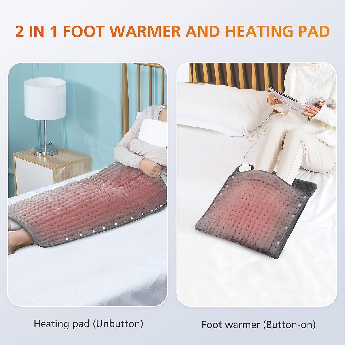 Snailax Heating Pad for Back, Foot Warmer, Large Washable Heating Pad