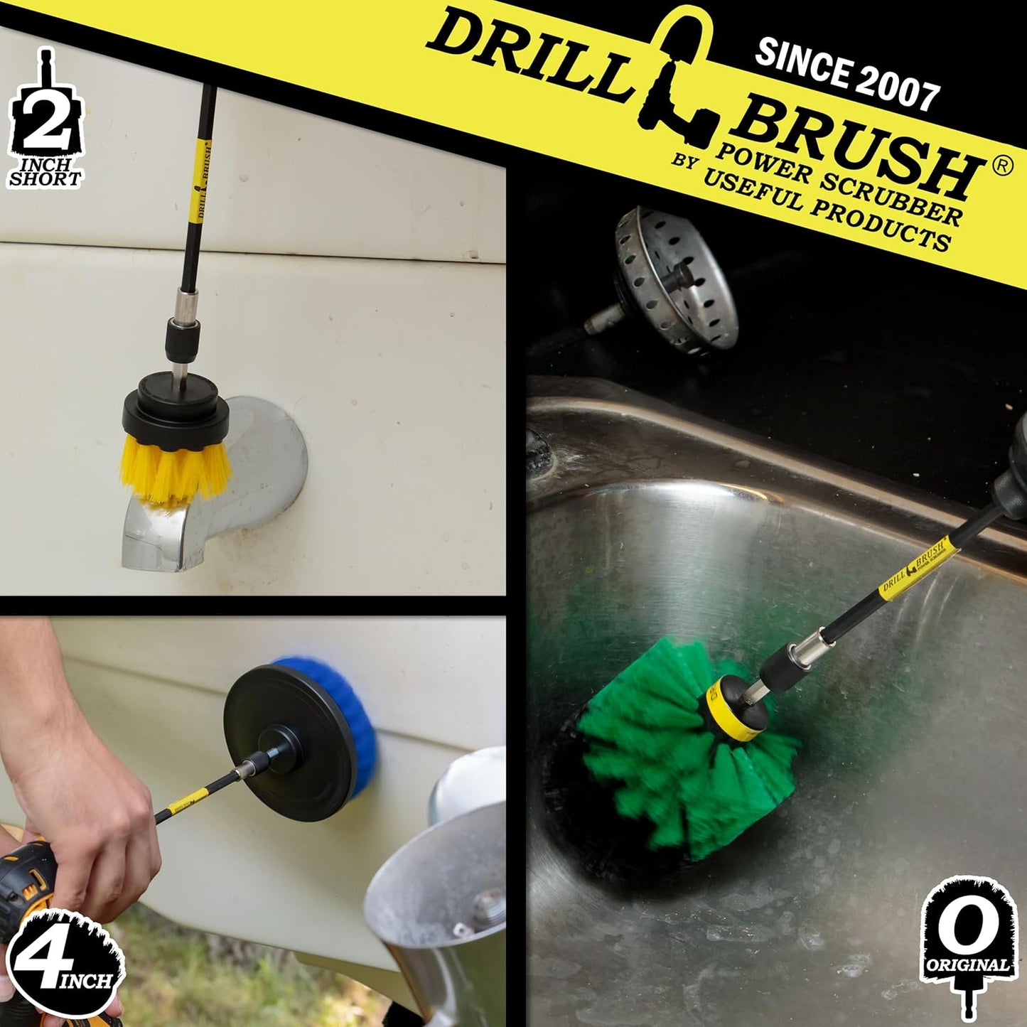 Drillbrush Shower Scrubber Drill Attachment - Car Detailing Tools - | Dishwasher Safe Drill Brush Scrubber For Cleaning Tubs, Sinks, Tile, Grout, Flooring, Carpet, Leather, Seats, Boats,