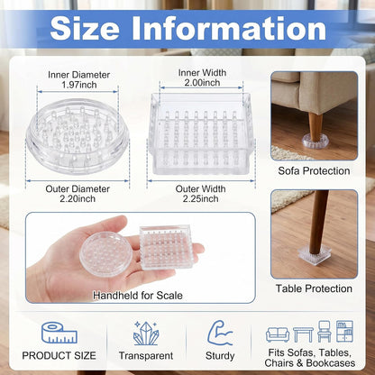 Carpet Caster Cups, Spiked Plastic | 18 Pieces Round and Square Furniture Cups for Sofas, Tables, Chairs, Bookcases and Carpet Protection