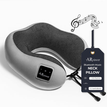 Bluetooth Music Semicircular Neck Pillow Wireless Bluetooth Speaker Suitable Airplane,Bus,Train,Car,Office,and Outdoor Camping for Sleeping, Resting The Best Travel Essentials. (Black)