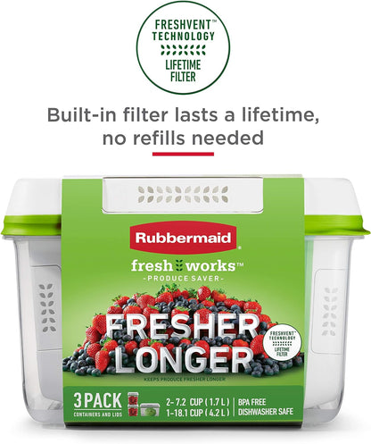 Rubbermaid® FreshWorks Produce Saver, Medium and Large Produce Storage Containers, 4 Piece Set