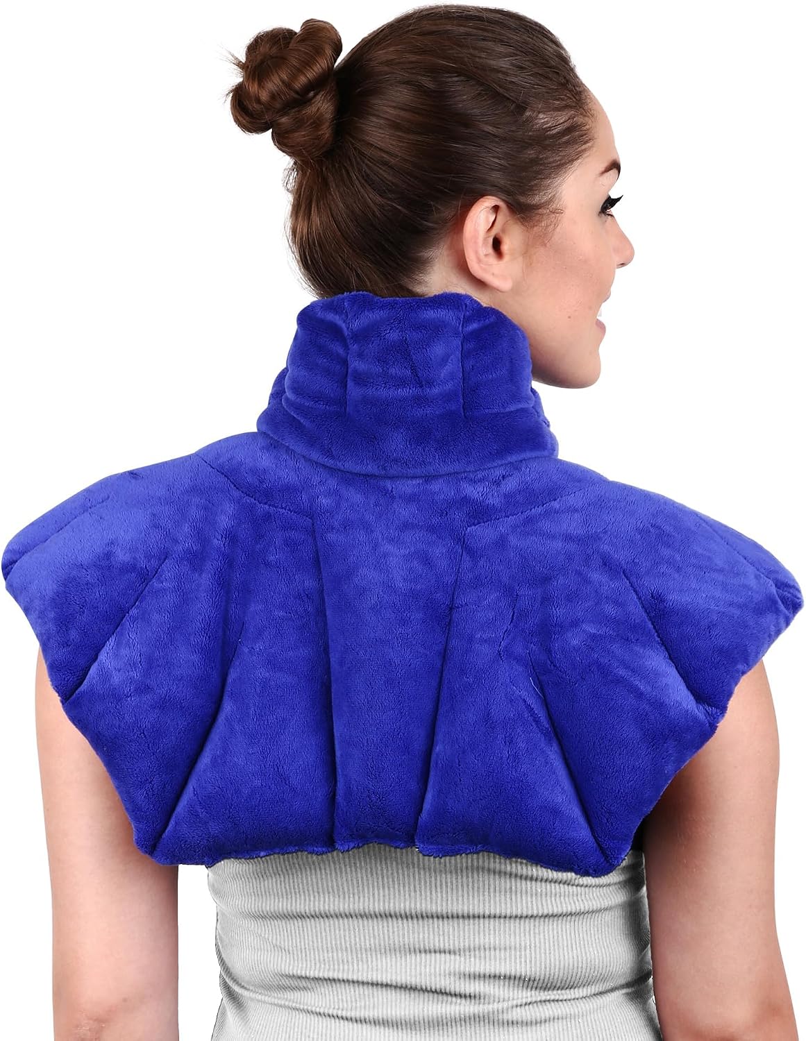Microwavable Heating Pad for Neck, Shoulders, and Back by Joy & Grace | 5 Lb Weighted Neck & Shoulder Wrap | Moist Heat Therapy Pack for Relaxation and Comfort | Soft Micro-Mink Cover | Scented Gray