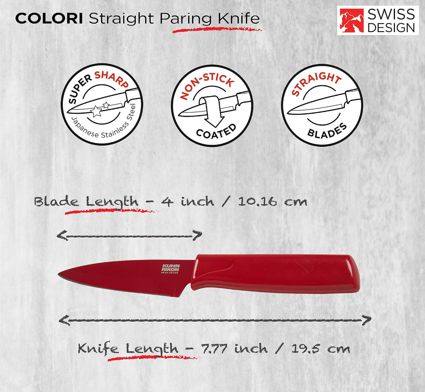 Kuhn Rikon Colori® Paring Knife – 4 Inch Japanese Stainless Steel, Nonstick Blade, Ergonomic Handle & Sheath, Yellow