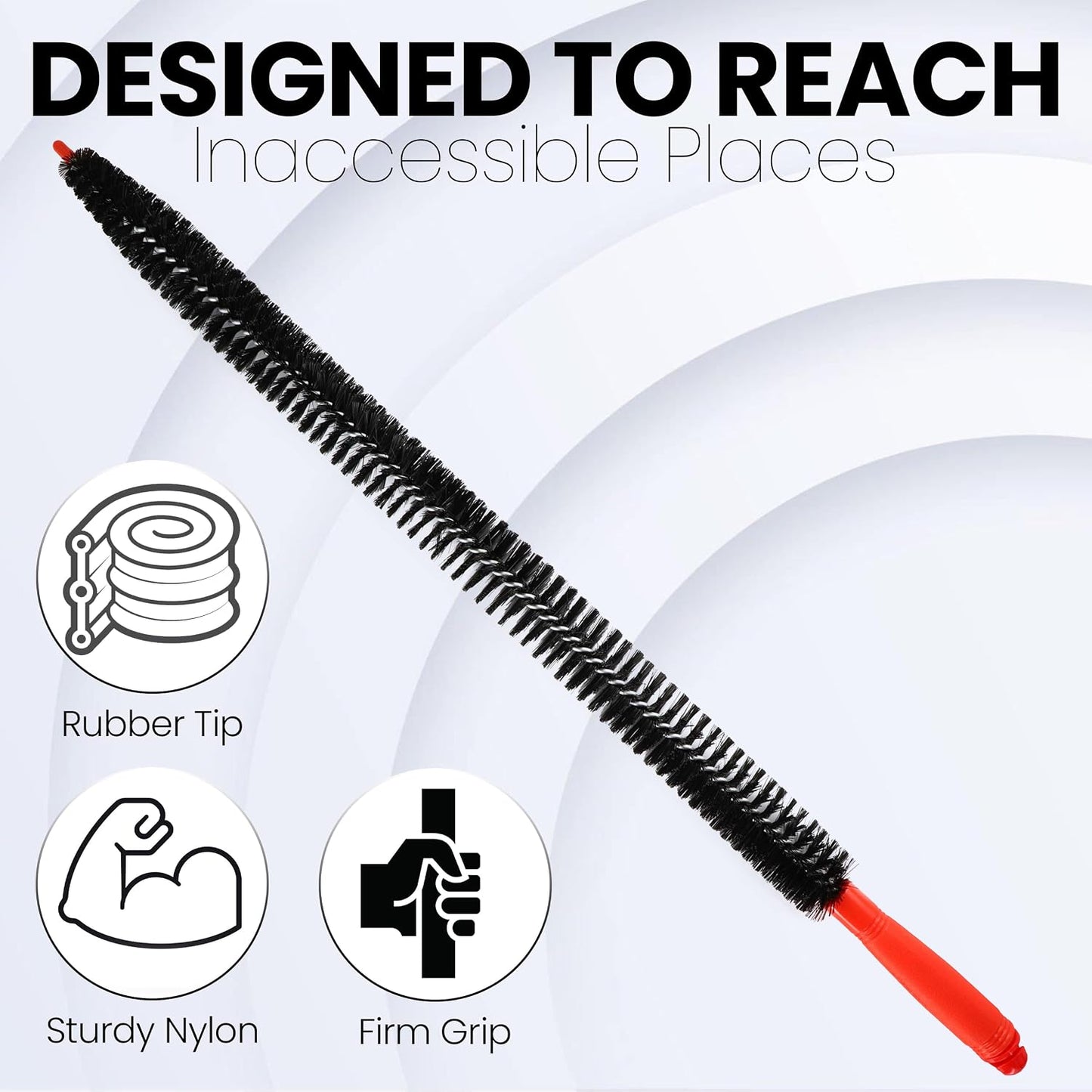 Dryer Vent Cleaner Lint Brush, Long Flexible Refrigerator Coil Cleaning Brush, 26 Inch,Black,Large (Pack of 1),1295
