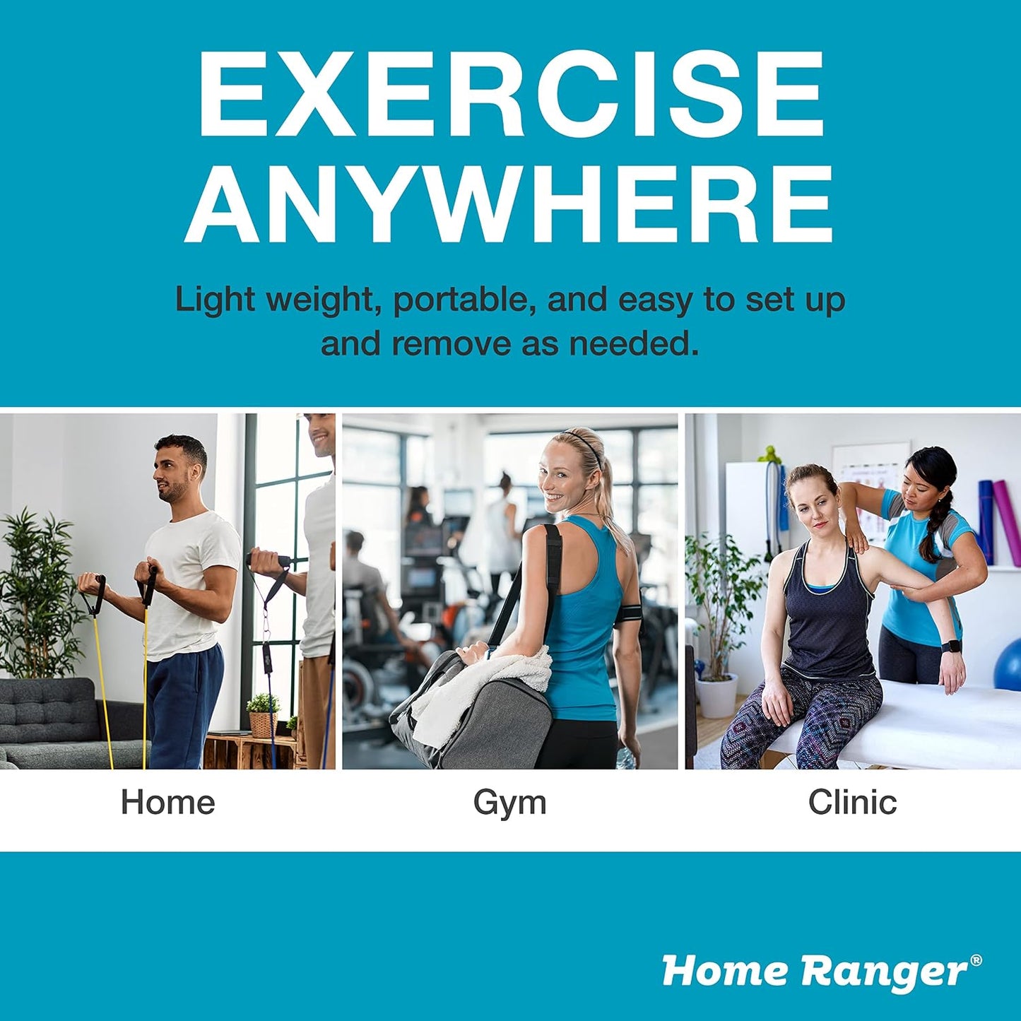 HomeRanger Premium Shoulder Pulley System - Original Version, Model 240 - Ergonomic Handles and Web Strap for Secure Over-The-Door or Side Attachment - Easy Set-up, Range of Motion Exercise Device