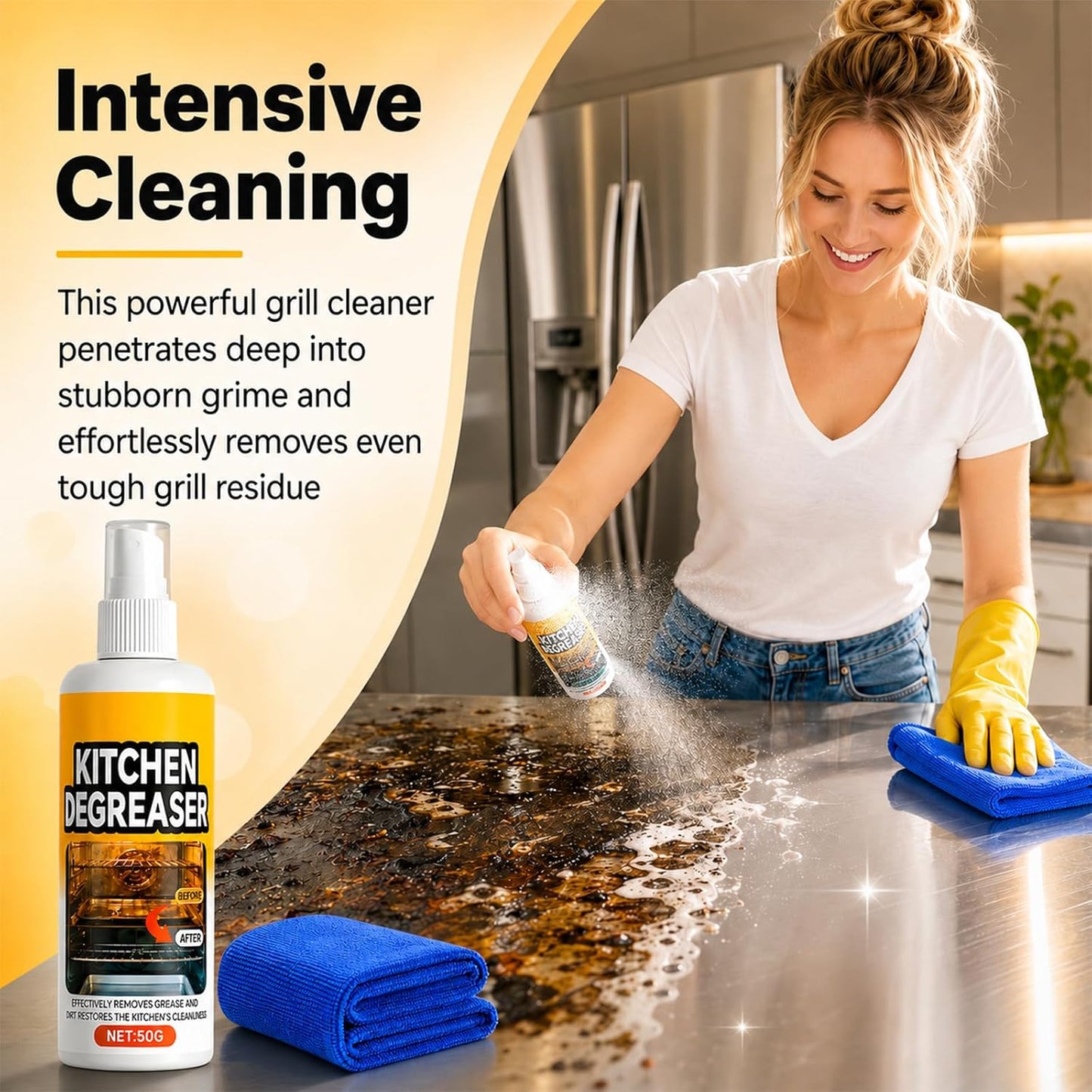 GreaseKiller BBQ Grill Cleaner Spray, Heavy Duty Degreaser, Fast-Acting Grease Removal, for Grills and Smokers, Outdoor Use(2 PCS)