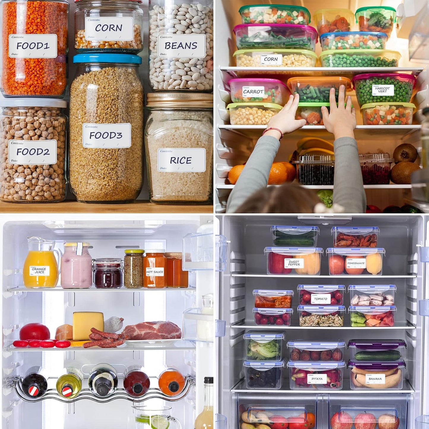 Freezer Labels, Pack of 200, Easy to Peel, Food Label Stickers for Food Storage Boxes, Jars, Waterproof, Leaves No Sticky Residue After Use, 3 * 6cm