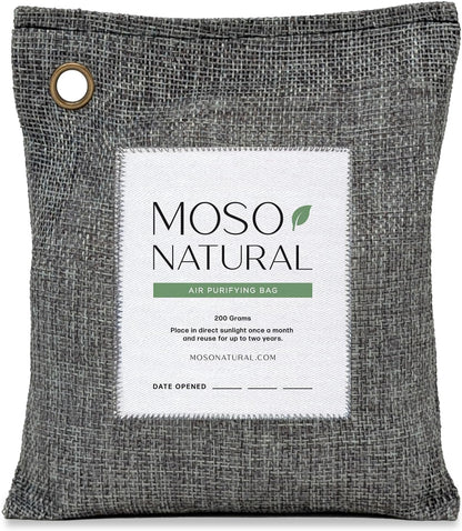 Moso Natural Air Purifying Bag 200g, Charcoal Odor Absorber, Car Odor Eliminator & Closet Deodorizer for Home & Pet, Lasts 2 Years, Unscented Bamboo Charcoal Bags, HGTV Editors' Pick