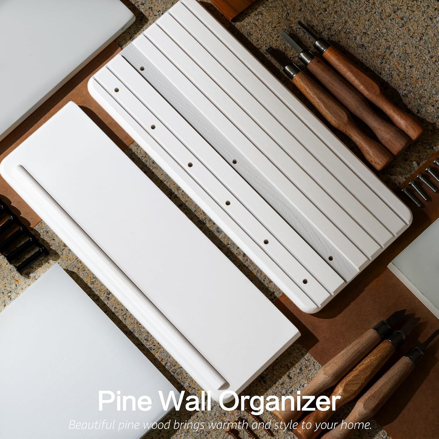 Rebee Vision Pine Wood Key Holder Wall Mount with Shelf for Entryway, Brown | 6 Key Hooks, Round Corner, Smooth&Hand-Friendly, Clear Wood Texture, Space-Saving Design, Organize Mail & Letter