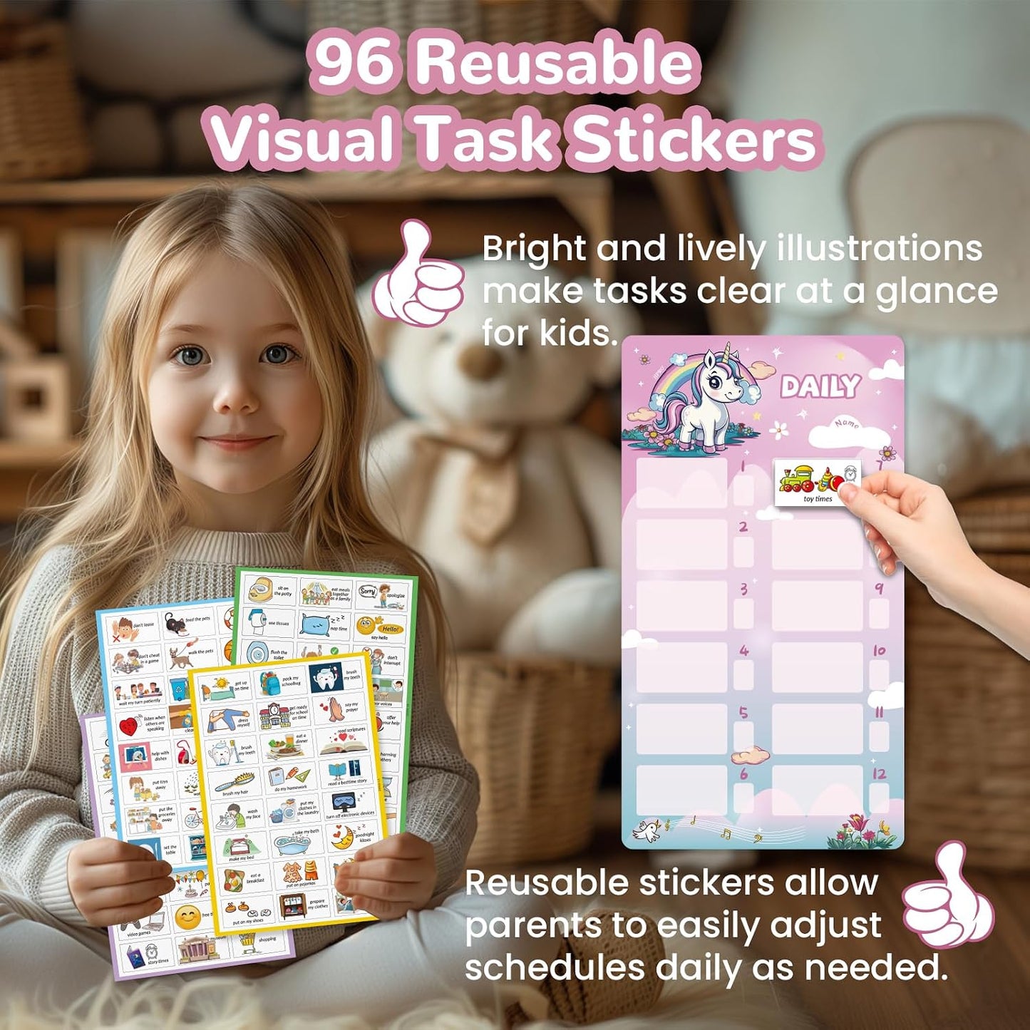JJPRO Magnetic Bedtime/Morning/Daily Routine Chart for Kids with Reward Jar-Morning Routine Chart,Daily Checklist Reward Chart for Toddlers,Reward Jar for Kids,Cute Visual Schedule Board for Home