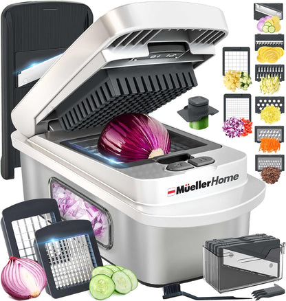 Mueller The Real Original Pro Vegetable Chopper & Mandoline Slicer, 10-in-1 | since 2013, 8 Blade Food Veggie Chopper, Onion Vegetable Cutter with Container, Kitchen Gadgets & Essentials