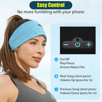 BORAYDA 2-Pack Bluetooth Headband, Bluetooth 5.4 Sleeping Headphones,18 Hours Play Time,HD Stereo, Built-in Microphone, Workout, Running, Sports, Men/Women Giftv