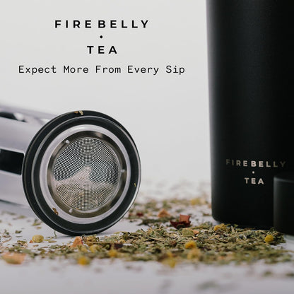 Firebelly Tea, Travel Tea Infuser Mug with Strainer, Insulated Tumbler for Loose Leaf Tea or Coffee, Leakproof Bottle for Hot or Iced Drinks, Stainless Steel Thermos with Lid, Salmon
