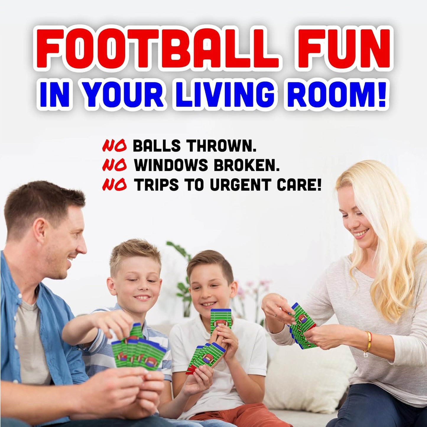 Fourth Down Football Card Game for Kids & Families | Fast-Paced Sports Game for Kids 8-12 | Birthday Gift for Boys, Travel Game | Illustrated Football Cards