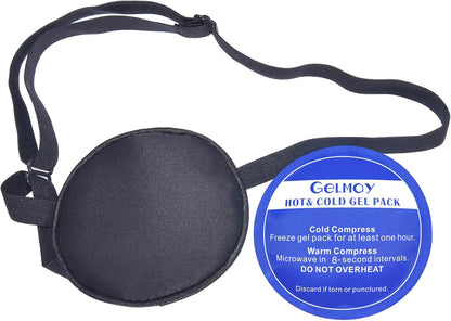 Cooling Eye Patches for Puffy Eyes, Pure Silk Ice Eye Patch, Single Eye Mask, Medical One Eye Cover Cold Hot Therapy Strabismus Lazy Eyes After Surgery Adult Kid Pirate Eyepatch (Black)