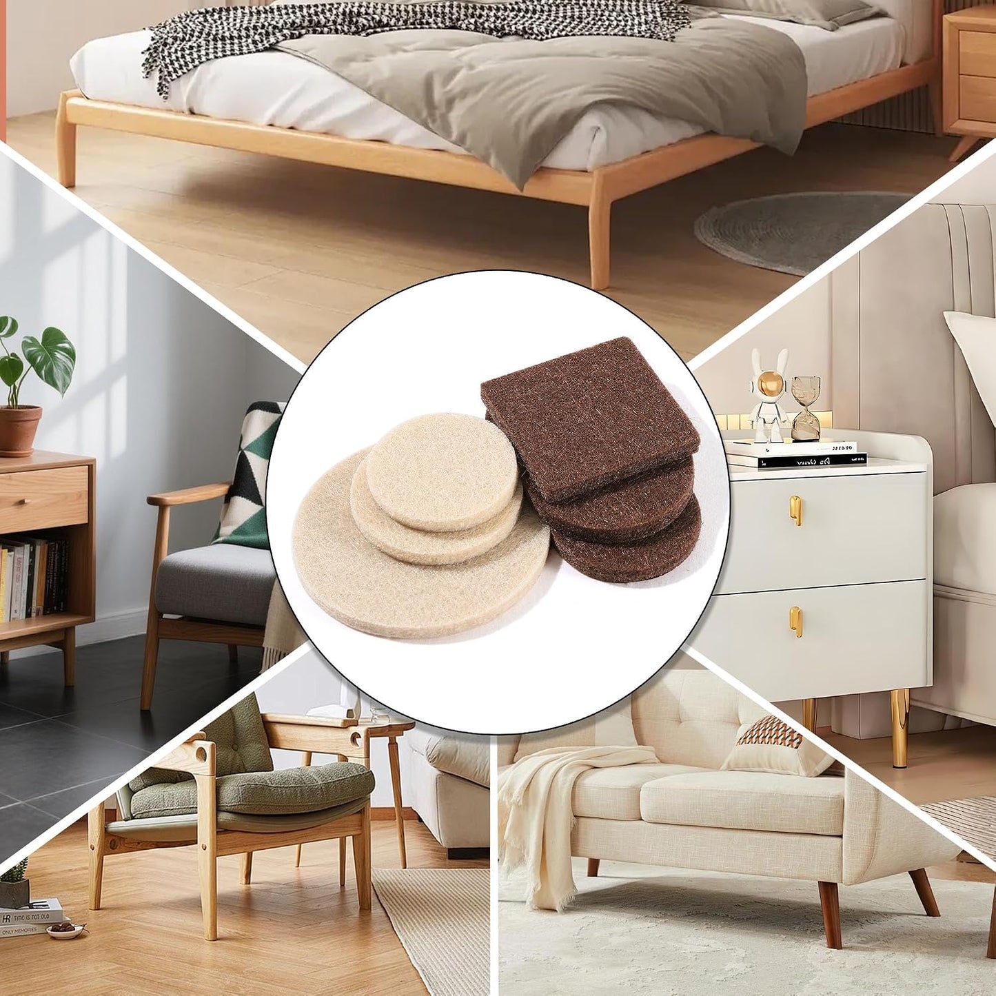168 PCS Felt Furniture Pads - Self Adhesive Floor Protectors for Hardwood Floors, Anti Scratch Chair Leg Feet Pads, Furniture Sliders for Home Furniture Protection
