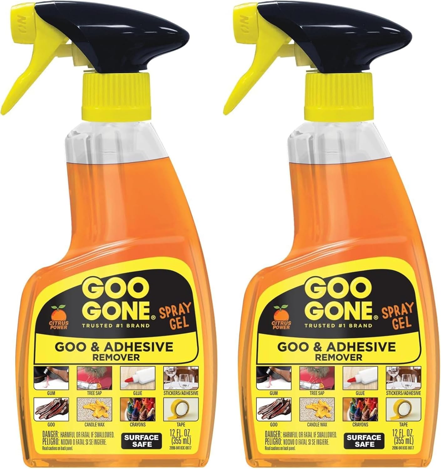 Goo Gone Spray Adhesive Remover Gel, 6 Pack, Removes Glue, Stickers, Tape Residue, Grease, Gum & Wax, Adhesive Spray with Citrus Cleaning Power for Hard Surfaces, Carpets & Fabrics