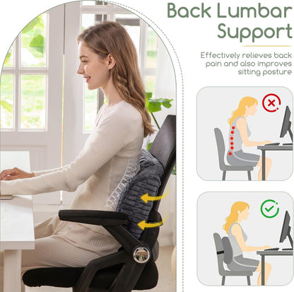 Lumbar Support Pillow for Recliner Chair/Office Chair/Couch, Memory Foam Back Support Cushion with Adjustable Strap, Recliner Cushions for Lower Back Pain Relief, Sleeping, Washable Cover, Beige
