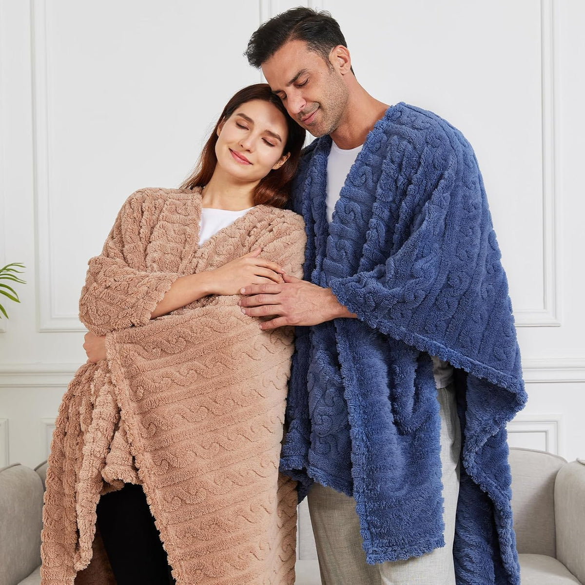 Wearable Blanket Sherpa Fleece Shawl Blanket with Pockets Blanket Poncho Cape for Adults, Cozy Shawl TV Throw Blankets
