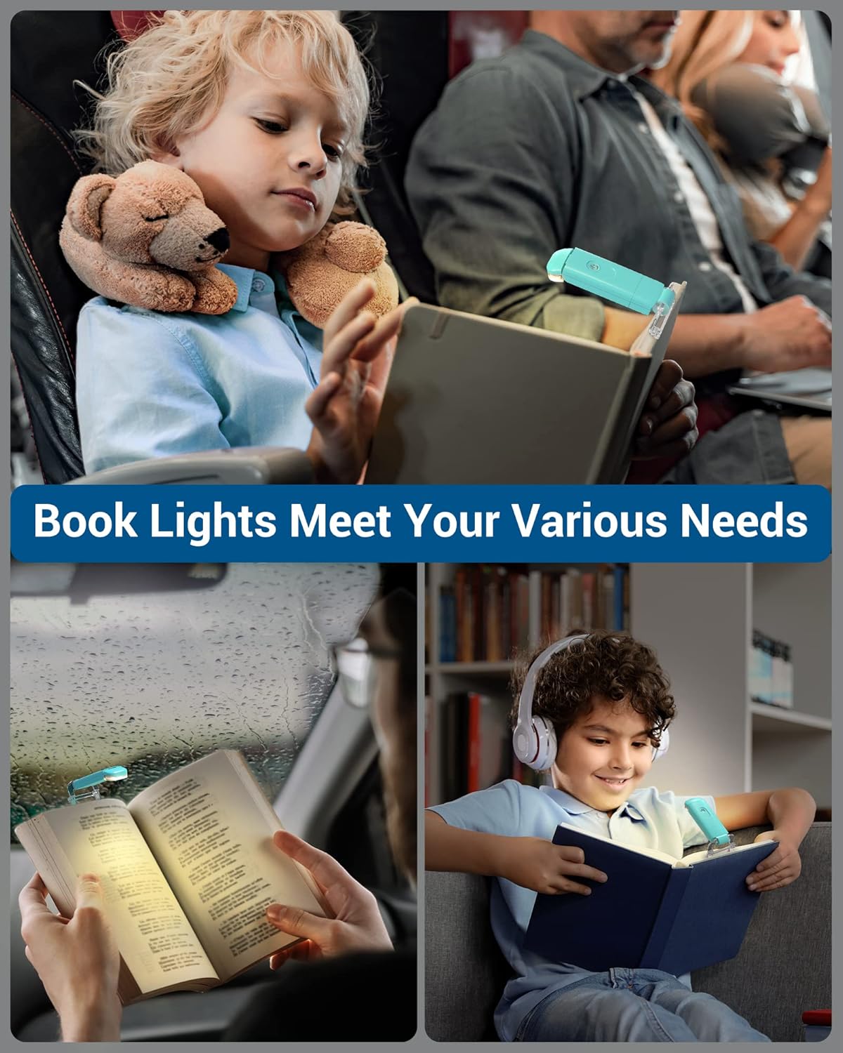DEWENWILS USB Rechargeable Book Reading Light, 3000K Warm White, Brightness Adjustable Clip on LED Bookmark Lamp at Night in Bed, Portable Booklight for Bookworms, Kids