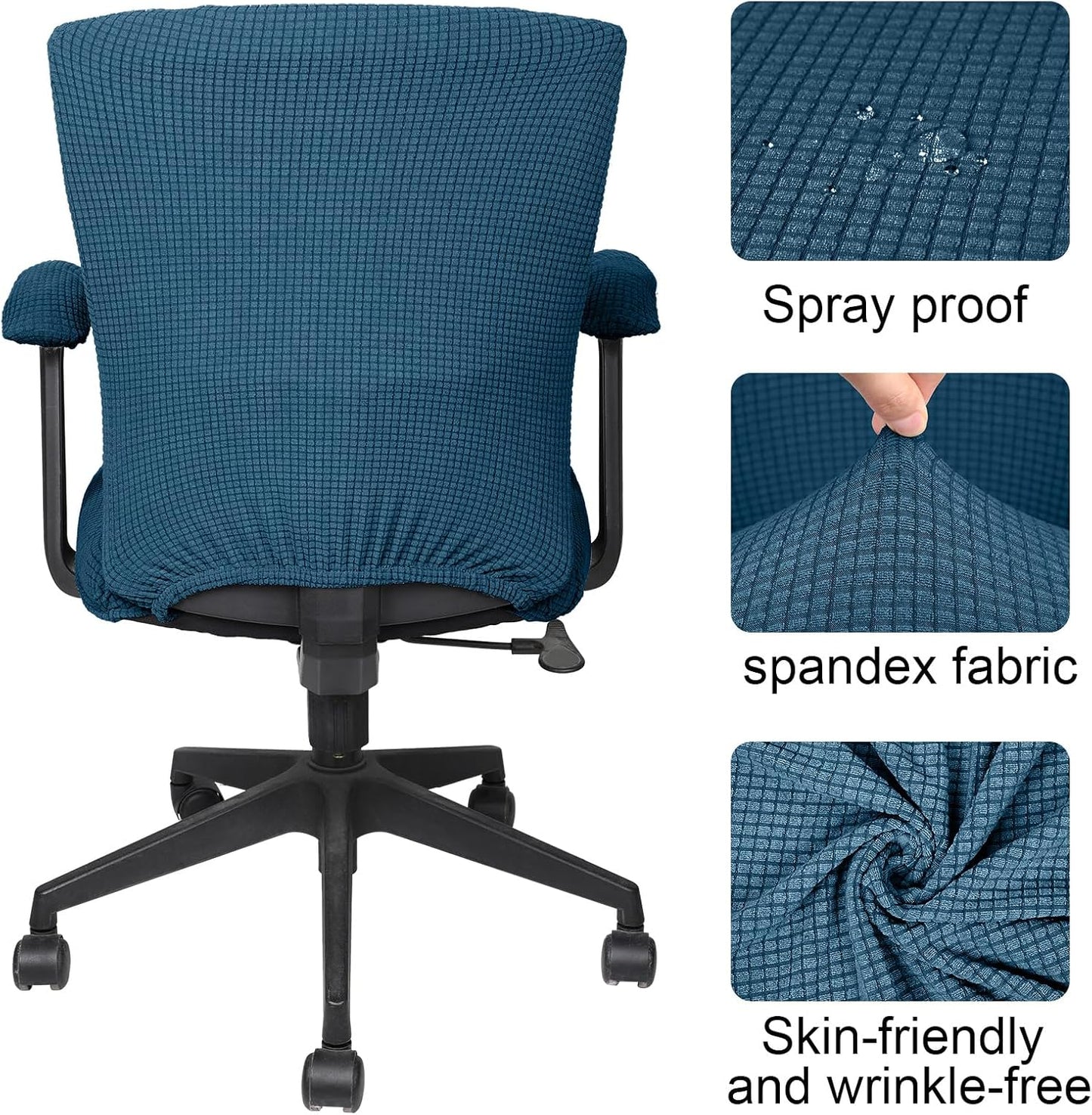 Tallew 4 Pcs Office Chair Covers Set Computer Universal Protective Stretchable Chair Seat Covers Desk Armrest Slipcovers Pads Office Cushion Backrest for Rotating (XL,Silver Gray)
