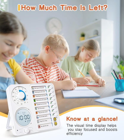 3-in-1 Visual Timer Task Timer with Chore Chart Board, ADHD Tool for Kids Adults Visual Schedule for Kids with Autism, Daily Checklist for Home, School, Classroom, Desk, Chore Chart
