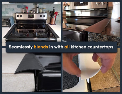 Linda’s Essentials Silicone Stove Gap Covers (2 Pack), Heat Resistant Oven Gap Filler Seals Spaces Between Stovetop and Counter, Easy to Clean Stove Side Guard (30 Inches, Black)