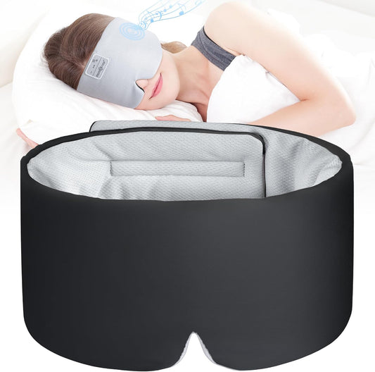 MUSICOZY Ice Silk Sleep Headphones with Bluetooth Mask, Eye Mask for Sleeping in Total Darkness, 5.4 Bluetooth Sleep Mask Sleep Headphones, Soft, Gifts for Men Women (Pink)