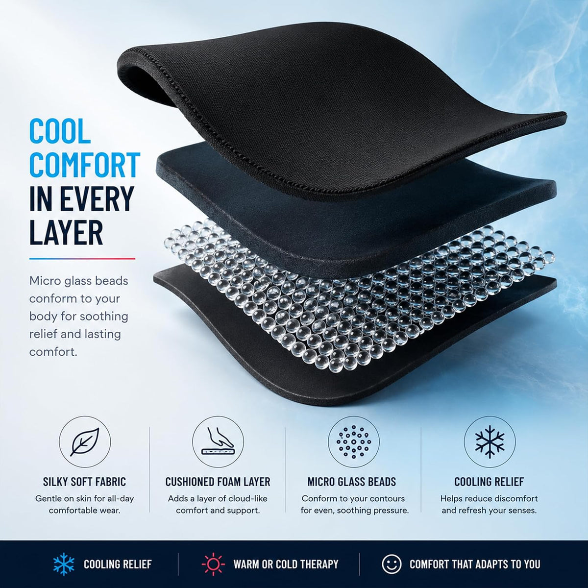 TEMP ZERO Gel Cooling Sleep Eye Mask - Warm Eye Compresses for Dry Eyes, Cooling Eye Masks for Puffy Eyes, Effective Hot & Cold Recovery, Retains Temperature Longer, Tension & Stress Relief