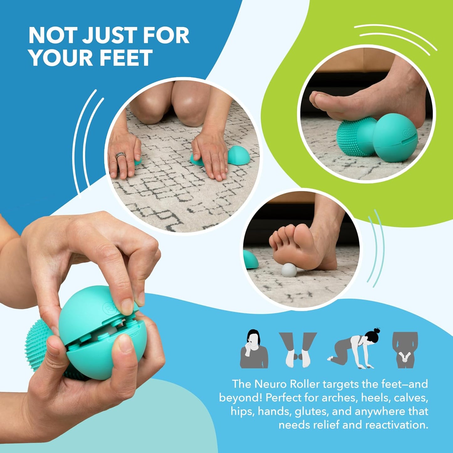 RAD The Original Neuro Ball – Foot Roller & Textured Massage Ball for Myofascial Release, Plantar Fasciitis, Hands & Face – Spiky Therapy Tool for Muscle Relief
