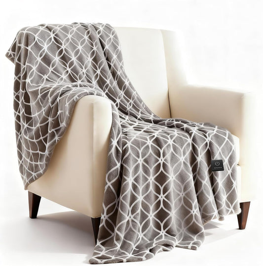 Heated Blanket Electric Throw Blanket with Built-in Button Controller 50"x60" One-Touch Ultra Cozy Soft Warm Heating Electric Blanket with 4 Heat Levels & 4 Hours Auto-Off Overheat Protection