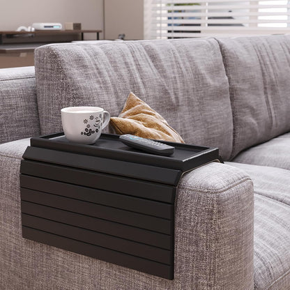 Bamboo Folding Sofa Arm Tray with Anti-Slip Pad (Natural) | Couch Armrest Tray,Foldable Build, Space-Saving Storage, No Assembly, easy to clean, universal arm fit,Gift box