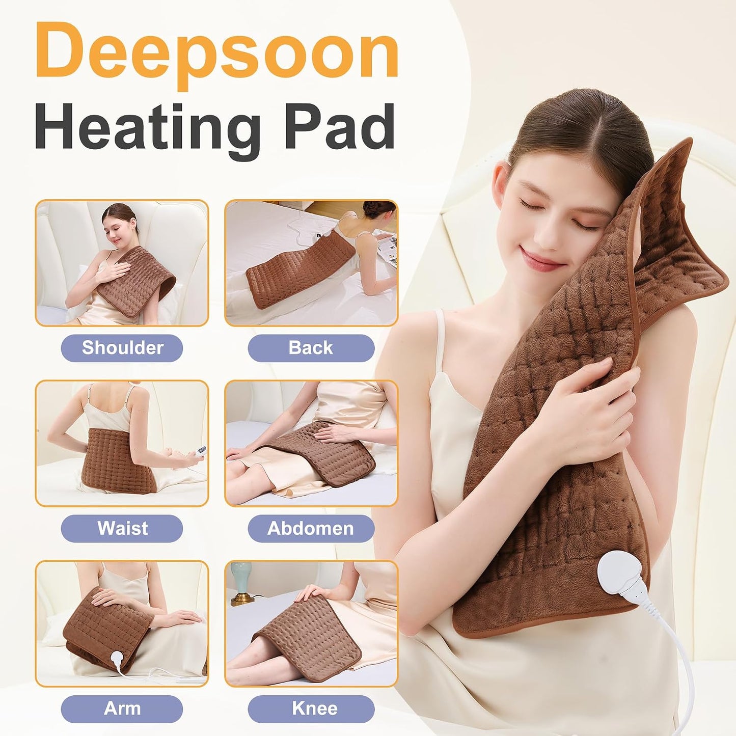 Heating Pad,Heated Blanket,Heating Pad for Back Neck,Grey,24x12 Inch | Electric Heating Pad,Dry/Moist Heat Heating Pads,Heating Pads for Shoulder,Abdomen,Heat Pad for Women Men,Birthday Gift
