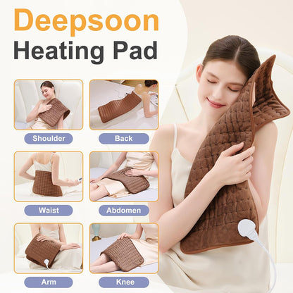 Heating Pad,Heated Blanket,Heating Pad for Back Neck,Grey,24x12 Inch | Electric Heating Pad,Dry/Moist Heat Heating Pads,Heating Pads for Shoulder,Abdomen,Heat Pad for Women Men,Birthday Gift