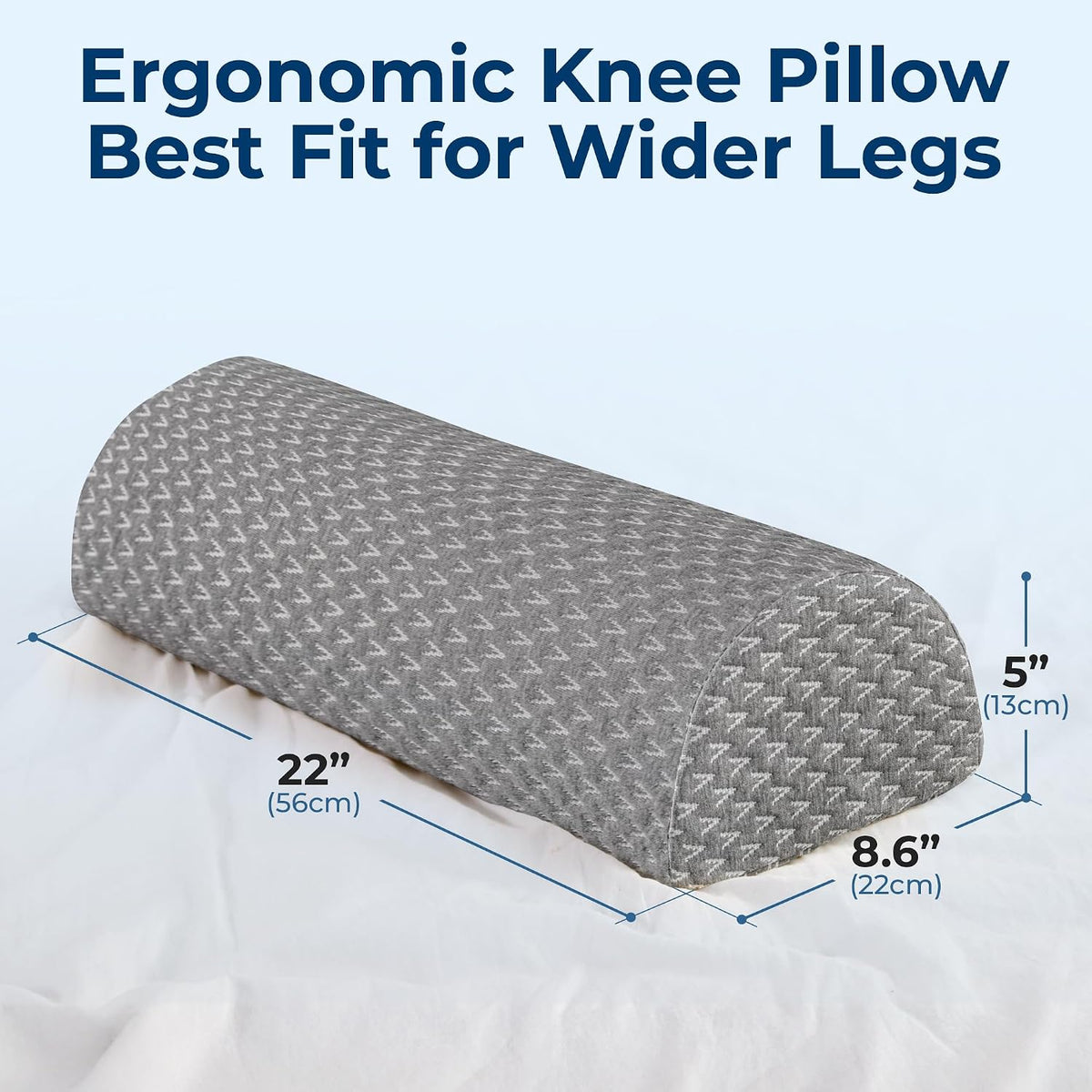 5 STARS UNITED Knee Pillow for Back Sleeping – Half Moon Bolster Pillow for Legs, Under Knee Pillow for Sleeping on Back, Memory Foam Leg Pillow for Back Pain, White